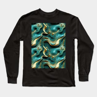 Funky Facade: Trompe-l’oeil Green Turquoise and Gold Long Sleeve T-Shirt